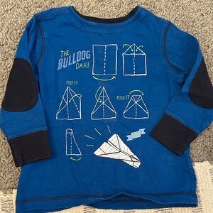 Hatley Blue Long Sleeve Shirt with Paper Airplane Design